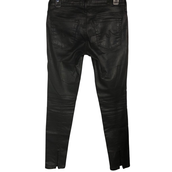 AG The Moto Legging Faux Leather Zipper Detail Women's 27R Black 8" Low Rise - Picture 5 of 10
